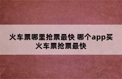 火车票哪里抢票最快 哪个app买火车票抢票最快